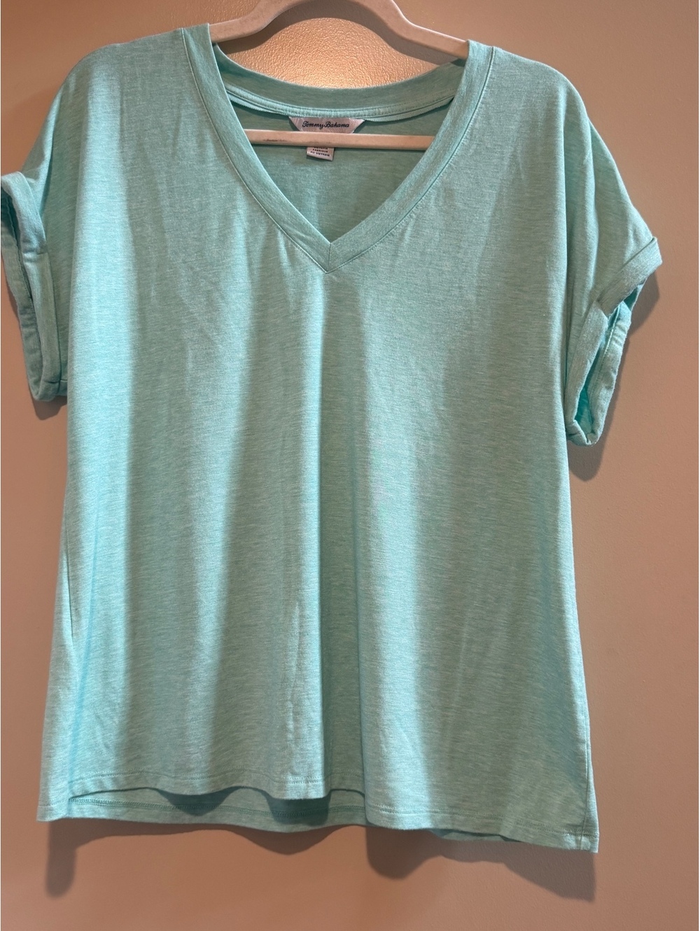 Tommy Bahama Women's Light Blue V-Neck T-Shirt Size S